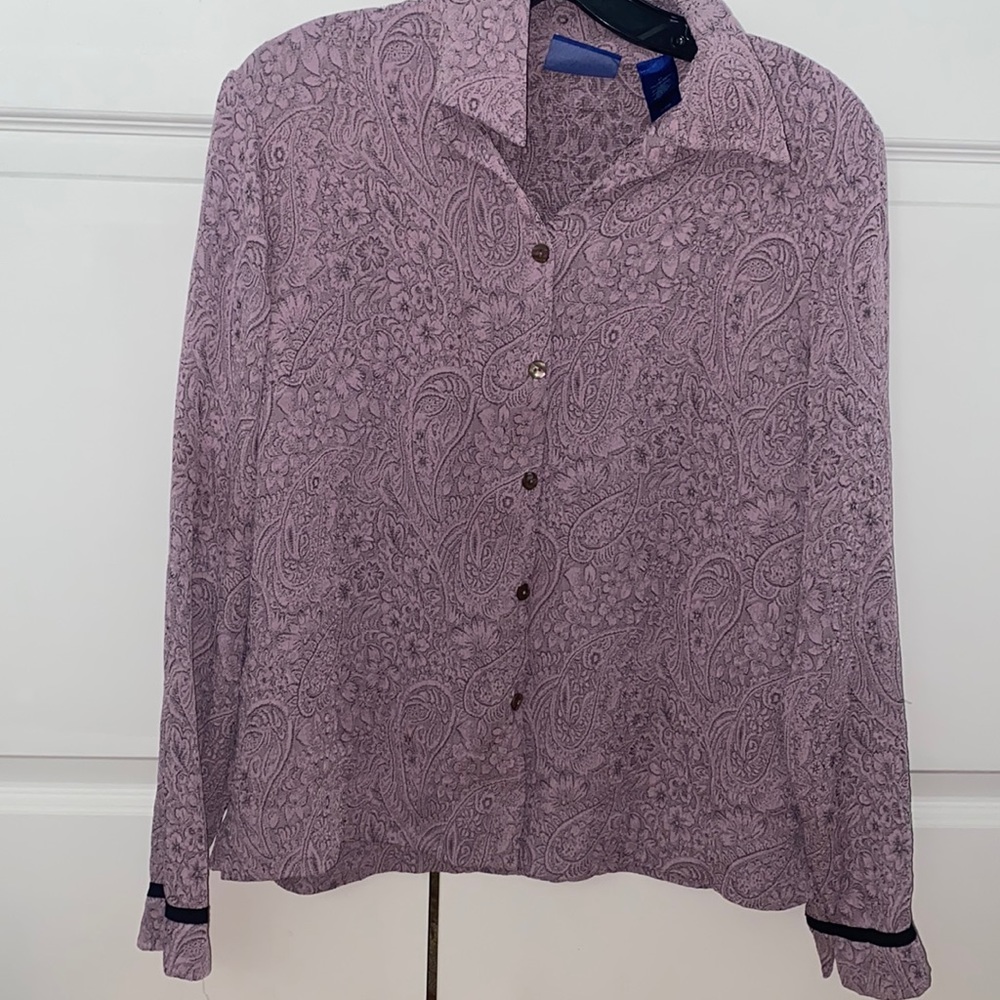 j.h. collectibles lavender floral button up shirt